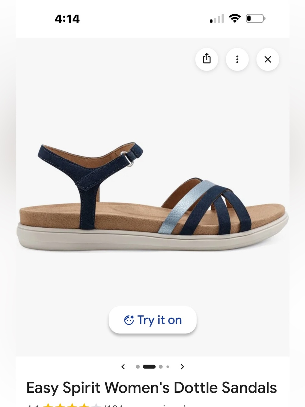 EASY SPIRIT size 9.5 Dark Blue Dottle Comfort Lightweight Velcro Sandals NEW - Picture 3 of 15